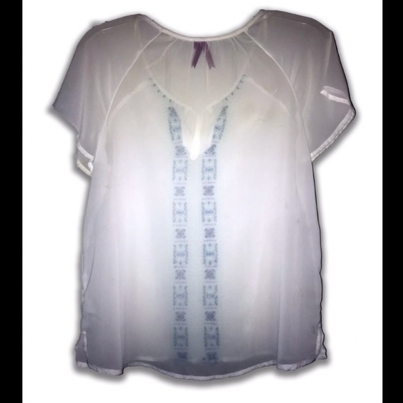 Sheer white embroidered blouse - Picture 2 of 2